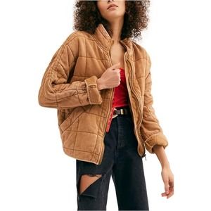 Free People Ladies Dolman Quilted Knit Jacket Toasted Coconut, Size Medium